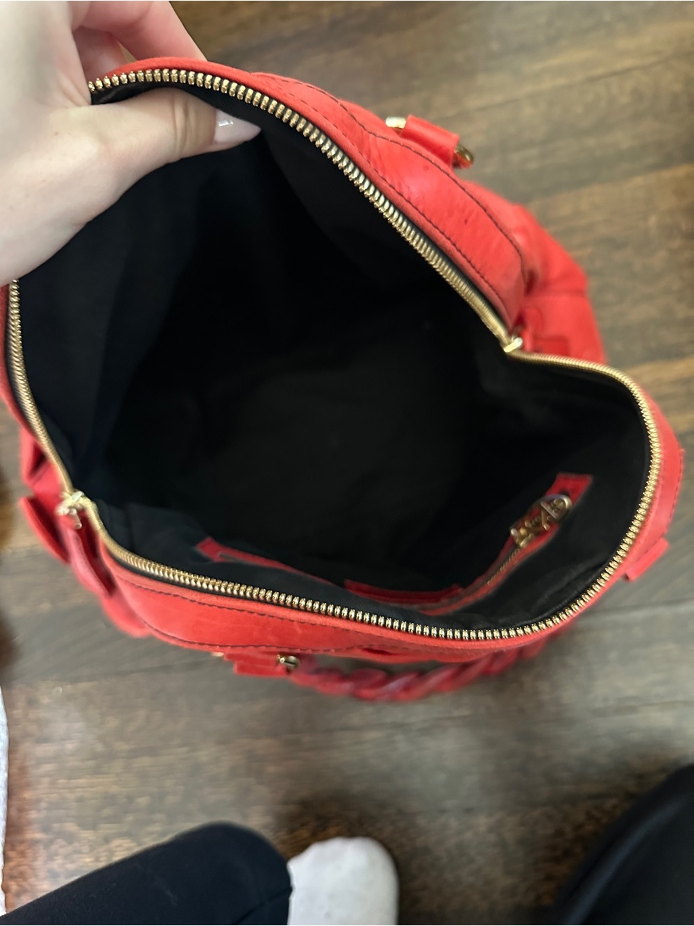Valentino Braided-Handle Red Woven Tote - Picture 5 of 12